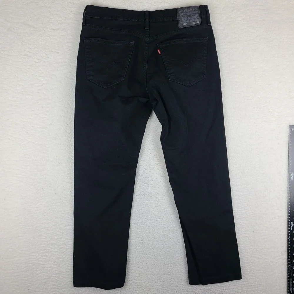 Levi's 541 Jeans Mens 32x28 Black Wash Athletic Fit Denim HEMMED‎